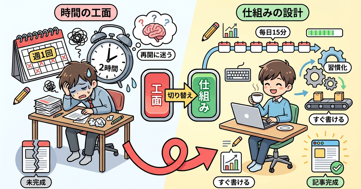 ブログ更新を「時間の工面」から「仕組みの設計」に切り替えると何が変わるのか